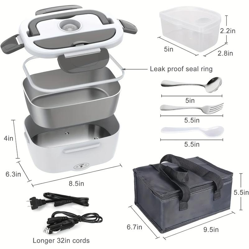 HOMEFISH 1.5 L 60W Electric Lunch Box Food Warmer Portable Food Heater for Car Or Home - Leak Proof 304 Stainless Steel Liner