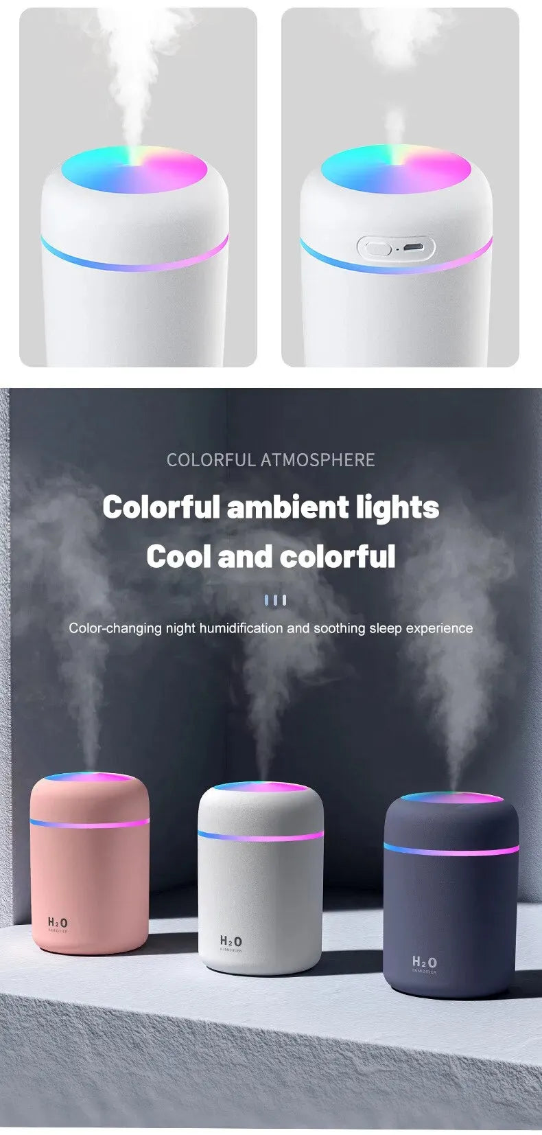 180ML Mini Air Humidifier USB Electric Aroma Diffuser Essential Oil Purifier Aromatherapy Mist Maker Lights For Car Home Bedroom