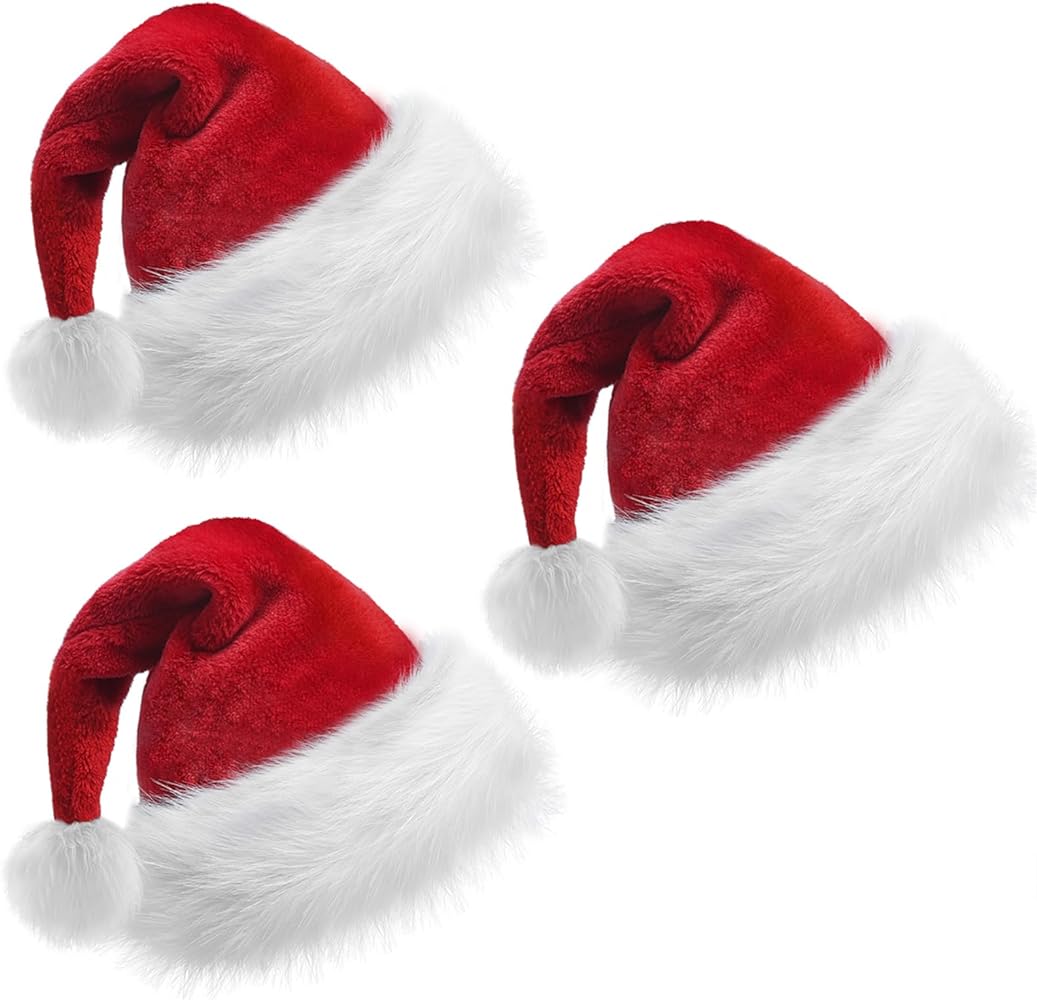 Christmas Santa Hat Xmas Long Plush Holiday Red Hat For Adults And Kids Unisex 2024 New Year Festive Party Supplies Gifts