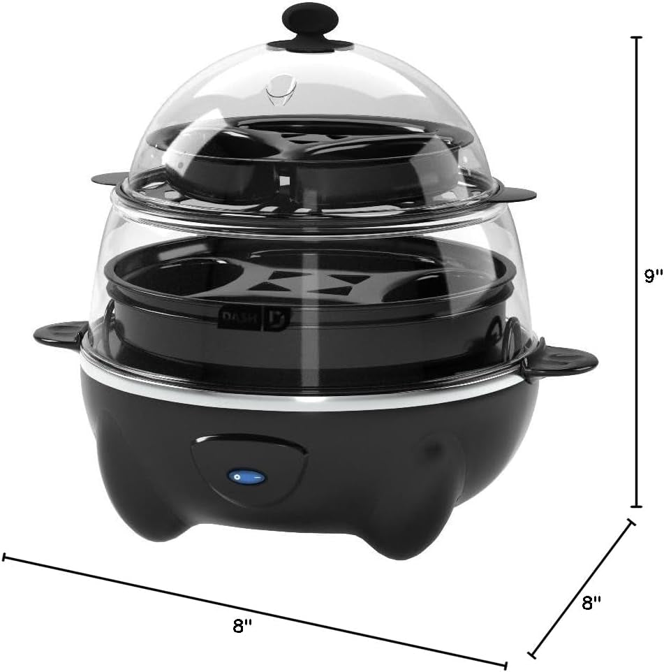 Deluxe Rapid Egg Cooker for Hard Boiled, Poached, Scrambled Eggs, Omelets, Steamed Vegetables, Dumplings & More, 12 Capacity, with Auto Shut off Feature - Black