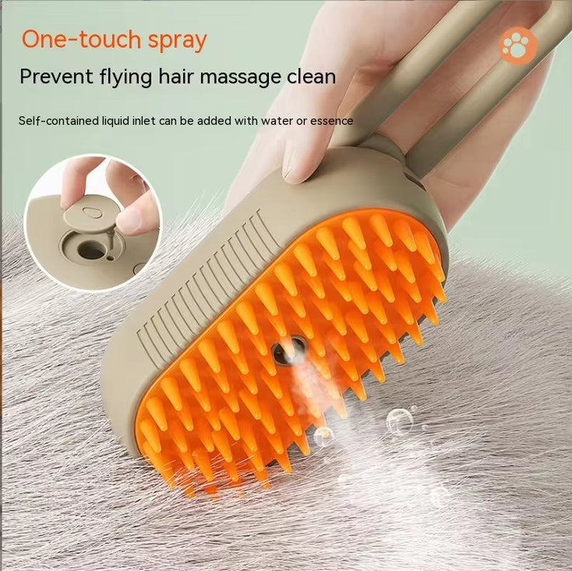 New Pet Spray Comb for Cats and Dogs Pet Electric Spray Hair Removal Comb One Key Spray Anti-Flying Massage Brush, Clean Massage